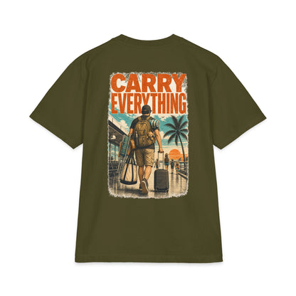Cool Dad, BTW Carry Everything Tee back graphic on green T-shirt.