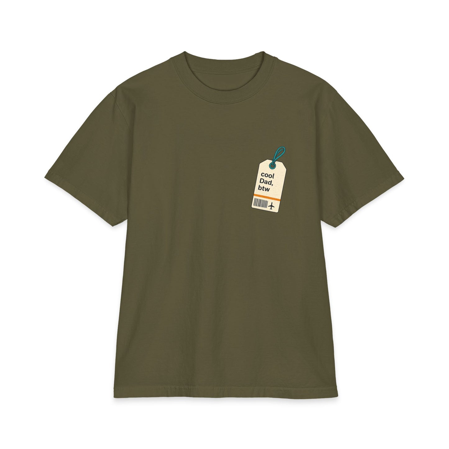 Cool Dad, BTW Carry Everything Tee front logo on olive T-shirt.