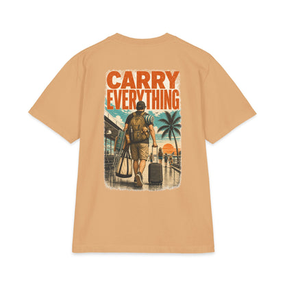 Cool Dad, BTW Carry Everything Tee back graphic on tan T-shirt.