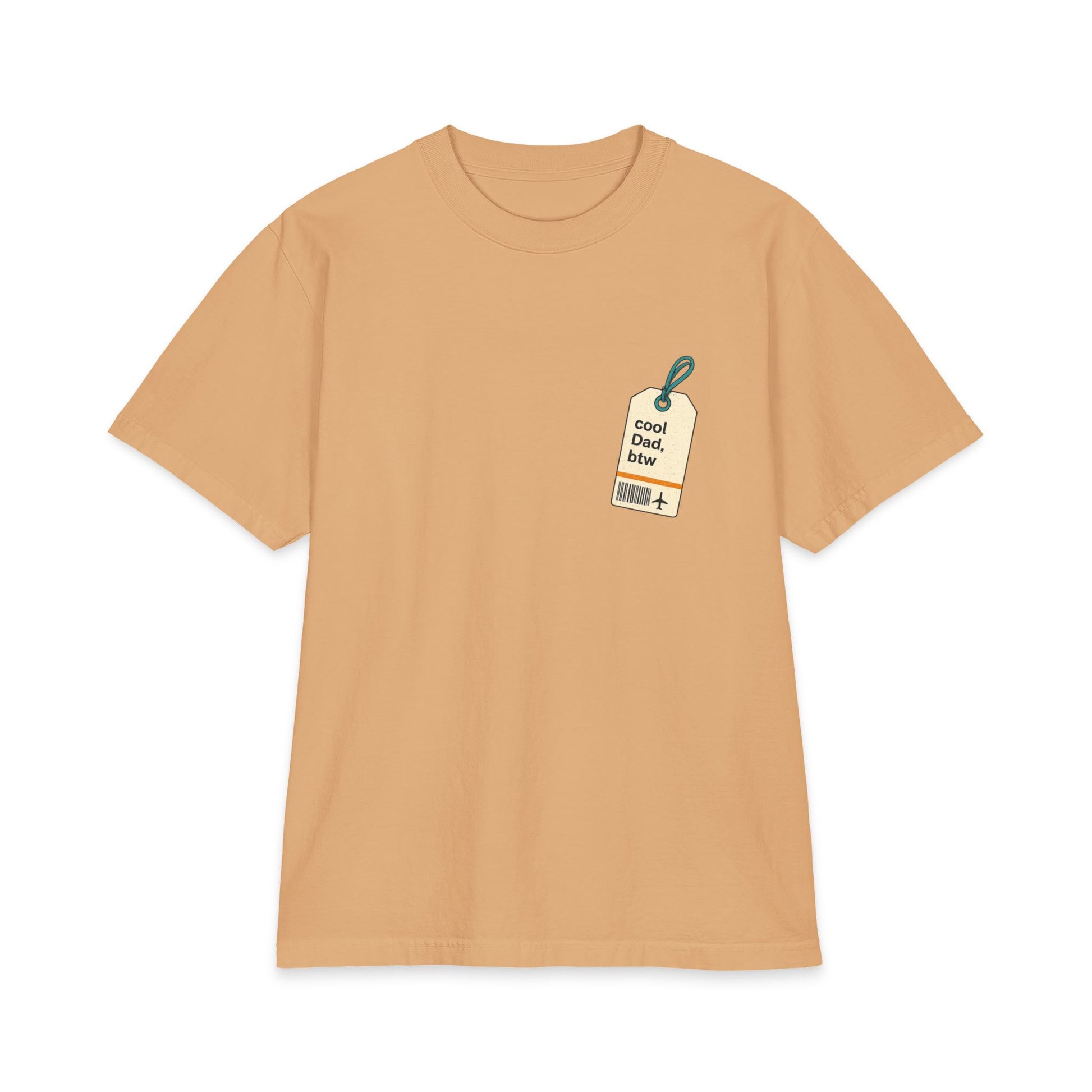 Cool Dad, BTW Carry Everything Tee front logo on tan T-shirt.